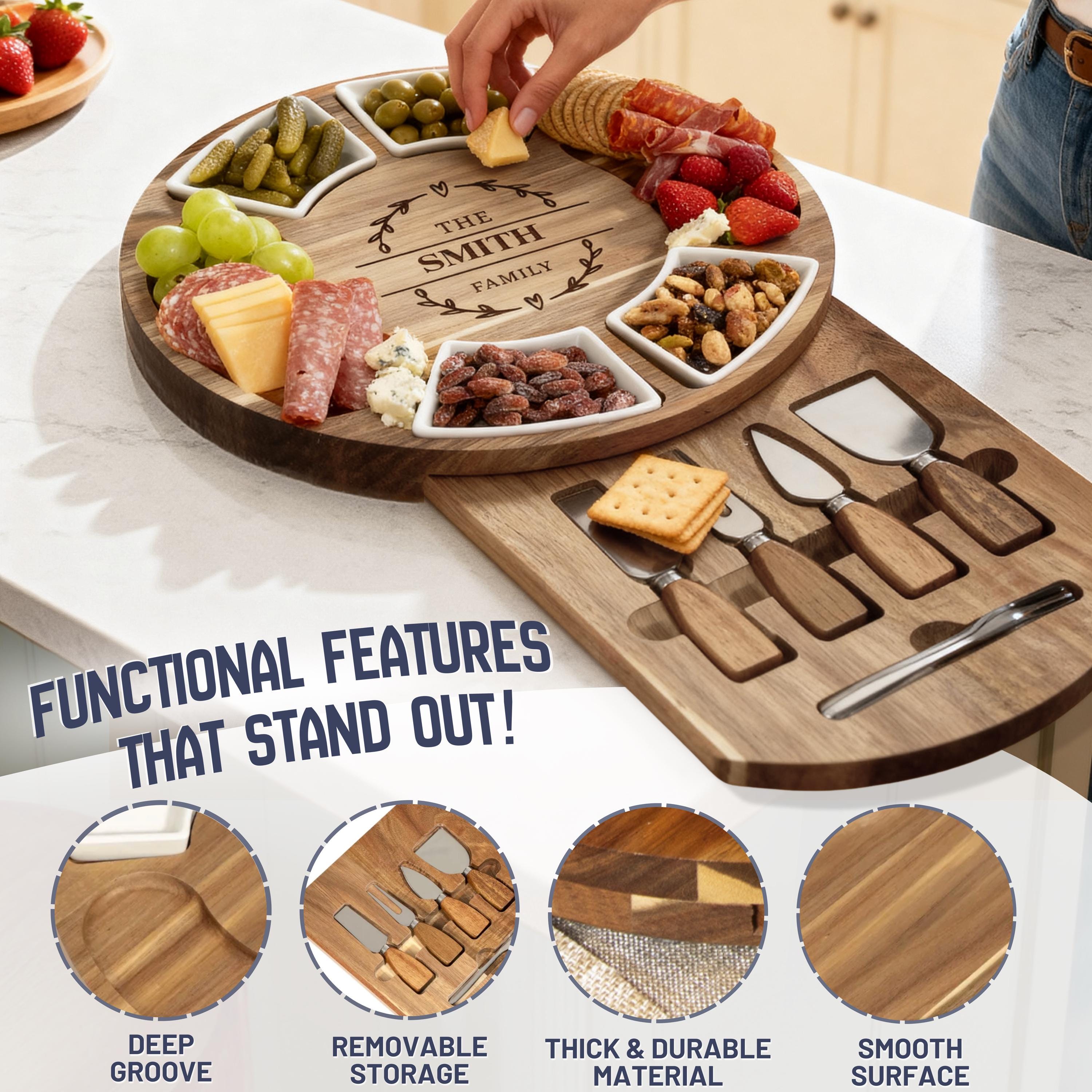 Personalized Acacia Wood Charcuterie Board Set,serving Platter ...