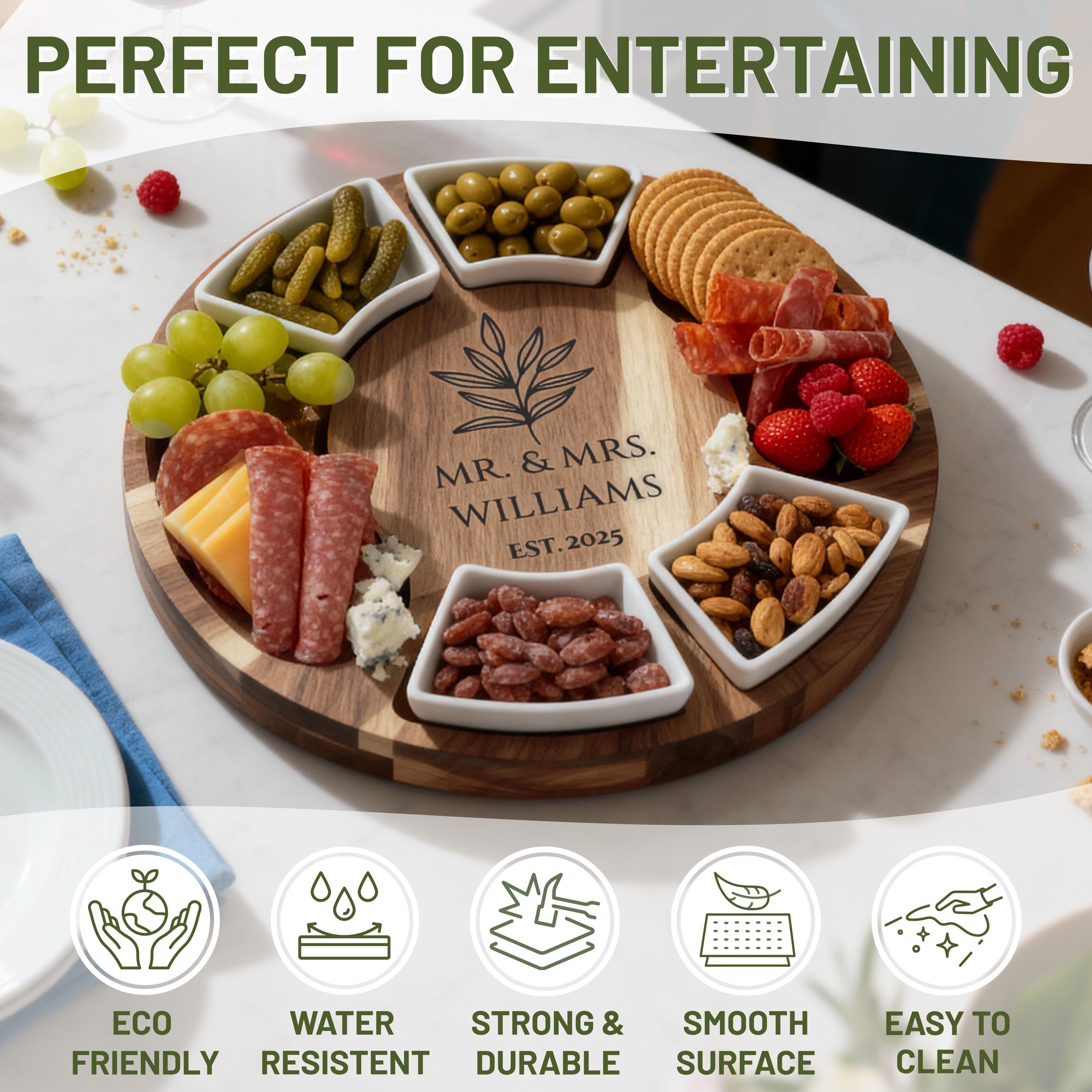 Personalized Acacia Wood Charcuterie Board Set,serving Platter ...