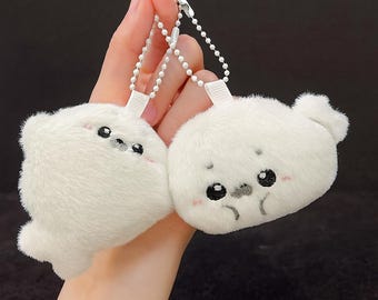 Llavero de peluche de foca kawaii / Lindo llavero de foca esponjosa / Llavero de animal suave / Adorable regalo de foca para amantes de lo lindo
