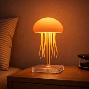 Lámpara LED con forma de medusa, tentáculos móviles que cambian de color, luz nocturna para amantes del océano.
