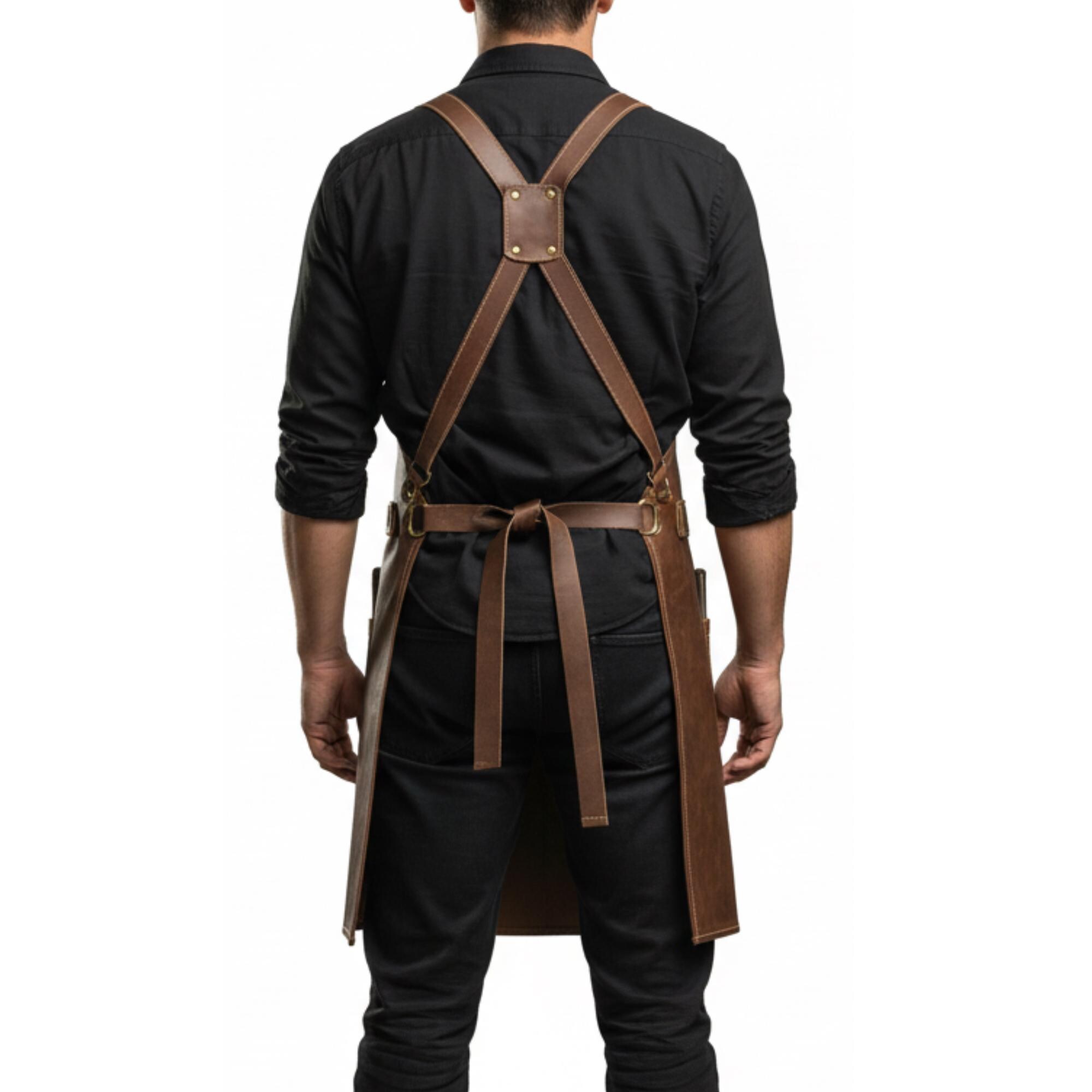 Handmade Dark Brown Leather Apron, Genuine Leather – Heavy Duty ...