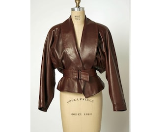 Braune Echtleder Schößchen Jacke | Brauner Echtleder Dolman Blazer