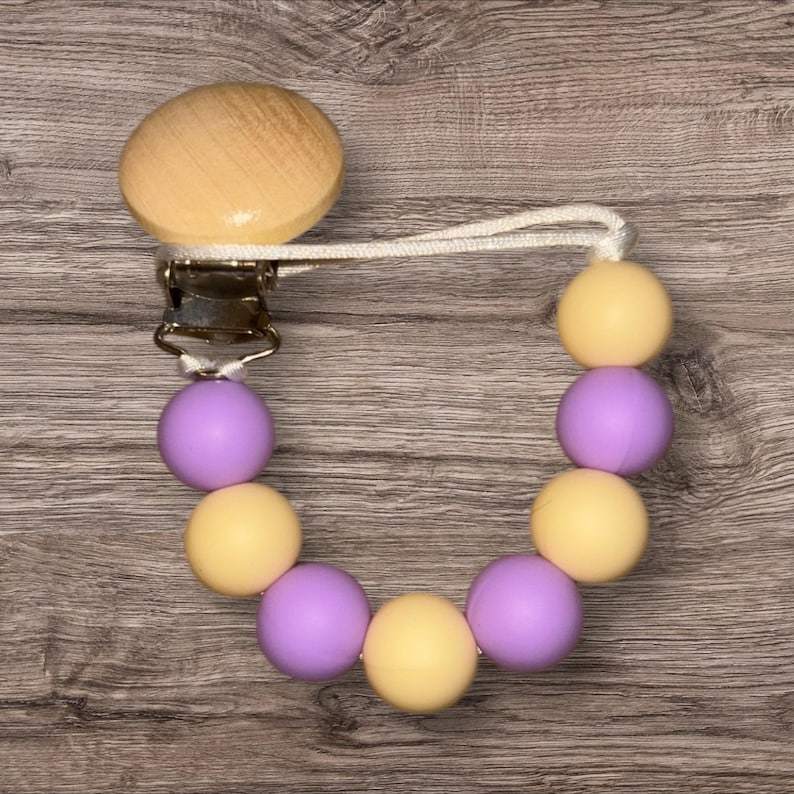LSU Pacifier Clip | Baby Shower Gift | Purple and Yellow Pacifier Clip ...