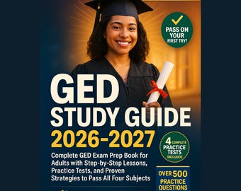 GED Studienführer 2026-2027 PDF | Komplettes Prüfungsvorbereitungsbuch | Übungstests + Lektionen