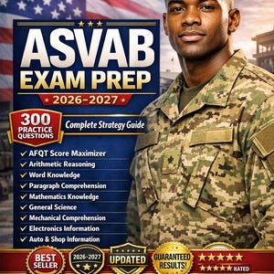 ASVAB 2026-2027 Studieguide – 300 övningsfrågor, AFQT-granskning (PDF)