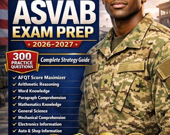 ASVAB Prüfungsvorbereitung 2026-2027 | Studienführer + 300 Übungsfragen | Druckbare Militär Test Prep PDF