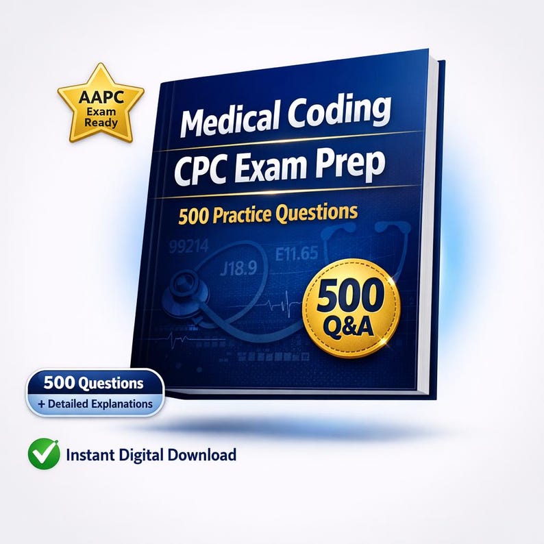 CPC Exam Prep Study Guide, 500 Medical Coding Practice Questions (PDF ...