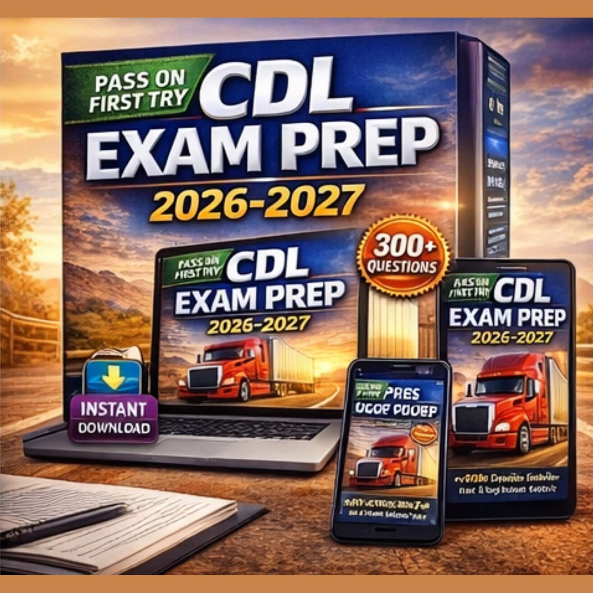 CDL Exam Prep 2026-2027 | 300 Practice Questions + Pre-trip Guide ...