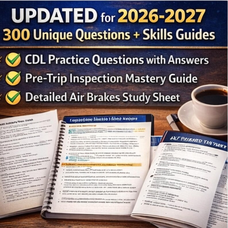 CDL Exam Prep 2026-2027 | 300 Practice Questions + Pre-trip Guide ...