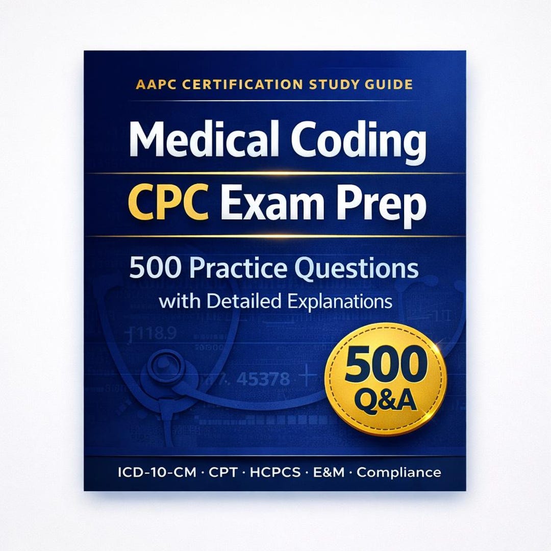 CPC Exam Prep Study Guide, 500 Medical Coding Practice Questions (PDF ...