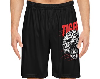 Calções de basquete Tiger para homem | Calções de treino para ginásio para homem | Calções desportivos e atléticos | Calções de fitness streetwear | Calções Beast Mode