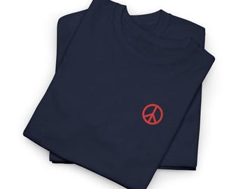 No War Embroidered T-Shirt, Peace Symbol Shirt, Minimalist Protest Tee, Activist Gift,  Embroidery Unisex Shirt