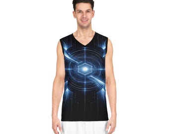 Futuristisk Cosmic Core baskettröja, unisex sci-fi galax sportlinne, cyberpunk rymdgrafiklinne