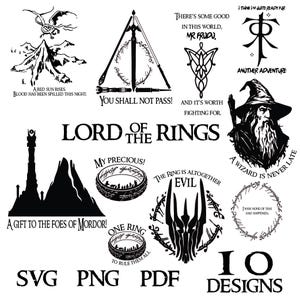 The Lord of the Rings SVG Bundle  |  LOTR Bundle Pack, Mordor Svg, Gandalf svg, One Ring svg, The Fellowship of the Ring