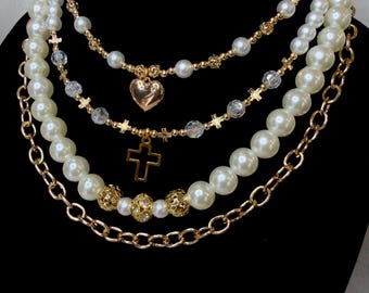 White Pearl Multilayer Necklace