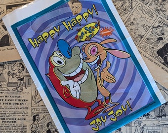 1995 Vintage REN & STIMPY Treat Bag, NICKELODEON "Happy, Happy, Joy, Joy"