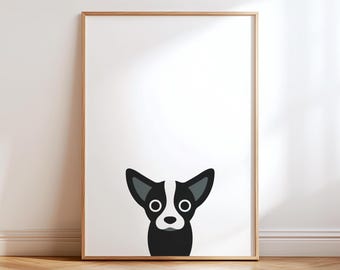 Chihuahua Hund Wandkunst, modernes minimalistisches Haustier Illustration Poster