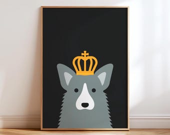 Corgis Hund, Hundeleinwand Kunst Druck, minimalistische Hunde Illustration, Haustier Dekor Poster