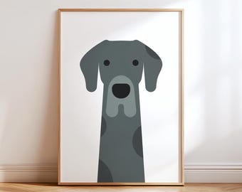 Deutsche Dogge Minimalistischer Hund Kunstdruck, Modernes Haustier Illustration Poster