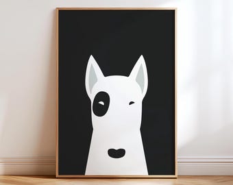 Bullterrier Hund Kunstdruck, modernes minimalistisches Haustier-Dekor-Plakat