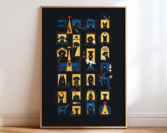 Hunde Wand Kunst Druck, Moderne Minimalistische Haustier Dekoration, Gute Nacht Szene Poster