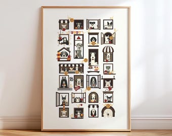 Hunde Wand Kunst Druck, Moderne Fika Hund Illustration, Minimalistisches Haustier Dekor Poster