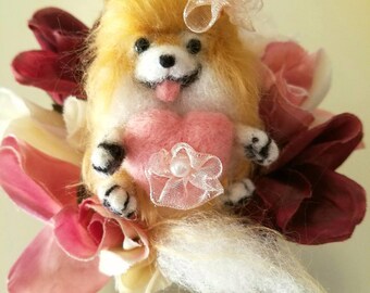 Needle Felted Valentine Pomeranian