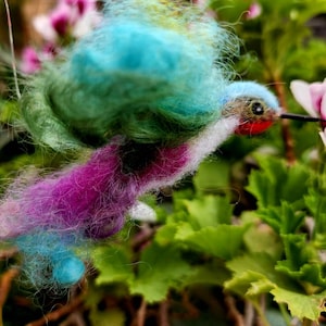 Needle Felted Hummingbird in Flight