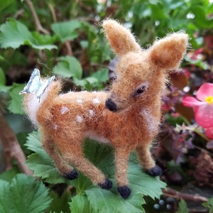 Tiny Needle Felted Fawn with Butterfly