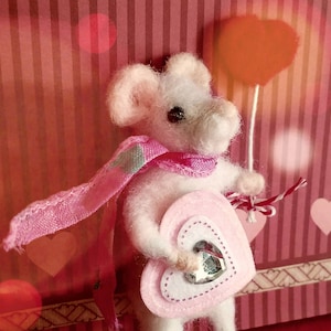 Sweet Valentine/ Pick a Holiday Needle Felted  Mouse
