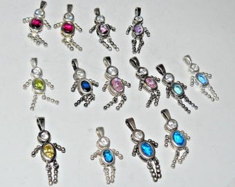 Vintage Sterling Silver 925 Birthstone Boy Girl Children & Angel Charms Pendants