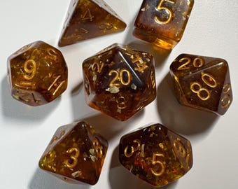 Gleaming Amber | 7 Piece DnD Dice Set