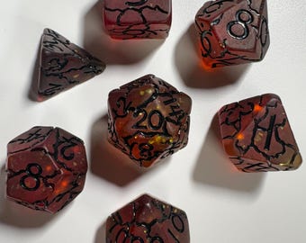 Crackle Amber | 7 Piece DnD Dice Set