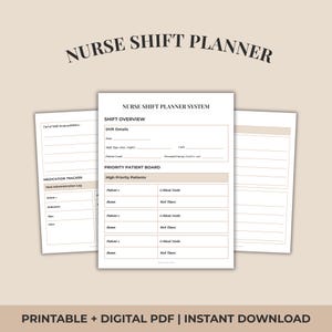 Nurse Shift Planner | Minimalist Report & Organizer (Printable/Digital)