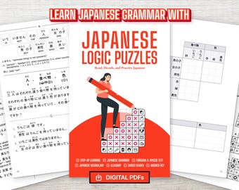 Japanese Logic Grid Puzzles | Read, Decode, and Practice Japanese Grammar - Furigana Edition | Digital PDF