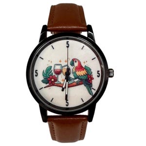 Unique Men's Watch - 5 O'Clock Somewhere Quartz Wristwatch, Ideal Father's Day Gift, Retirement Keepsake image 2