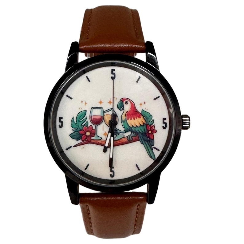Unique Men's Watch - 5 O'Clock Somewhere Quartz Wristwatch, Ideal Father's Day Gift, Retirement Keepsake image 2