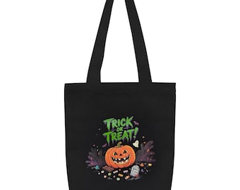 Trick or Treat Bag Glow in The Dark Halloween Candy Canvas Tote Bag