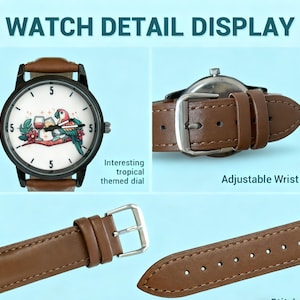 Unique Men's Watch - 5 O'Clock Somewhere Quartz Wristwatch, Ideal Father's Day Gift, Retirement Keepsake image 4