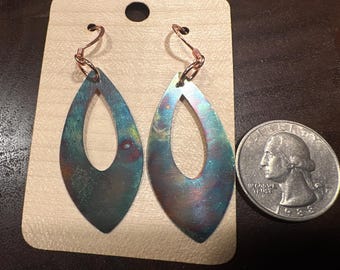 Flame Patina Copper Boho Earrings