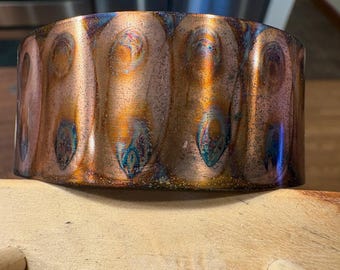 Flame Patina Copper Cuff Bracelet