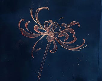 Floración de medianoche – Lámina artística minimalista de lirio araña / Serie Sueño de otoño