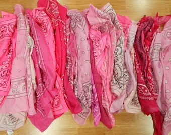 Lot of 10 Mixed PINK All PAISLEY Prints Soft Cotton Biker Old School Bandana's Kerchief Handkerchief 20"