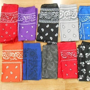 Mixed Lot of 10 HAIR SCARF Silky Polyester Biker Bandana&#39;s Kerchief Handkerchief 20&quot;