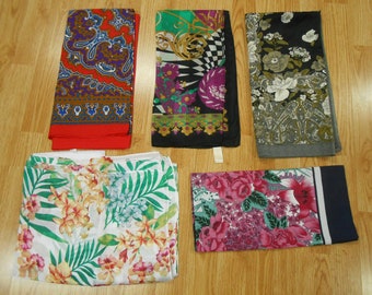 Vintage lot of 5 Scarves Designer Big Square Scarf 35" Glentex