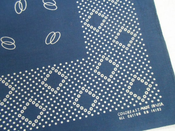 Vintage Antique Navy Blue Colorfast POLKA DOTS Us… - image 1