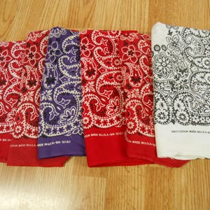 Gemengde partij van 6 VTG antiek vervaardigd met trots BIJPASSENDE PAISLEY Made in USA Zachte katoenen bandana zakdoek zakdoek 20&quot;