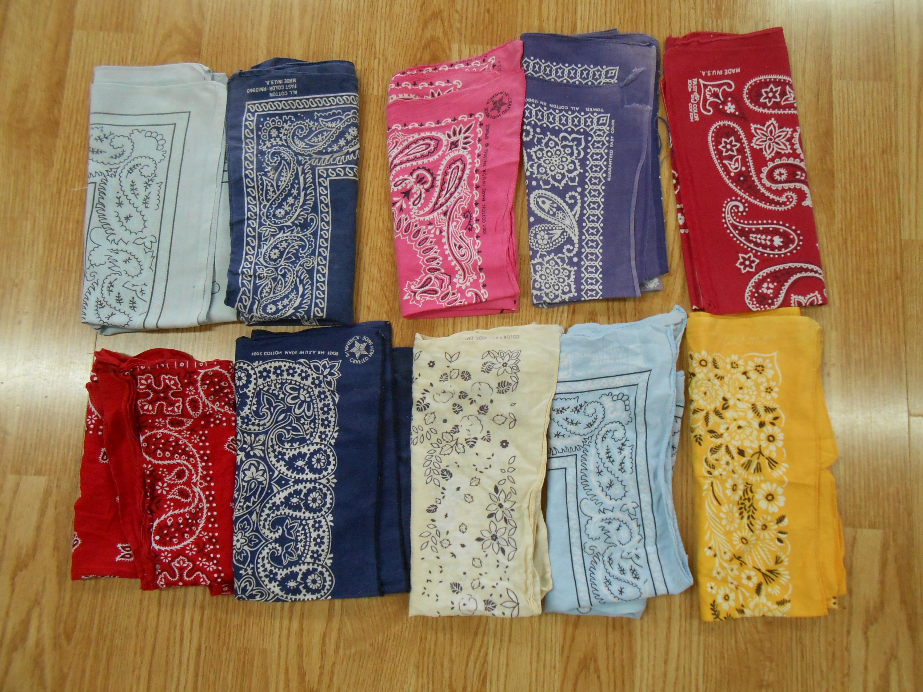 Vtg Antique USA Lot of 10 MIXED Prints ELEPHANT Cotton Biker  display picture 3