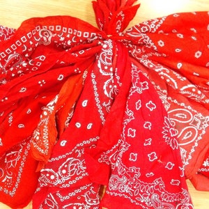 Lot of 10 Mixed ALL RED PAISLEY Soft Cotton Old School Biker Bandana&#39;s Kerchief Handkerchief 20&quot;