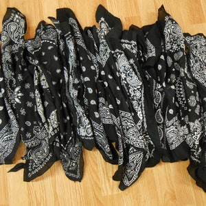 Old School Lot of 10 Mixed BLACK PAISLEYS Soft Cotton Biker Bandana's Kerchief Handkerchief 20"